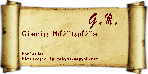 Gierig Mátyás névjegykártya